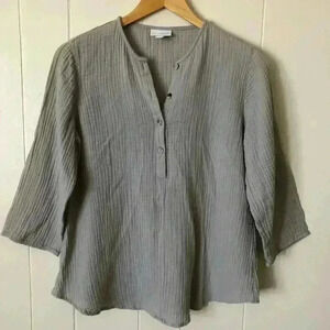 Pure Jill 3/4 Sleeve Cotton Top Blouse Size XS